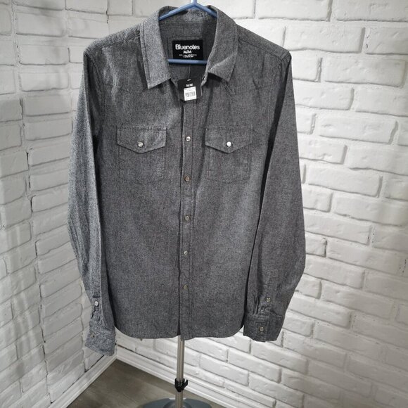 2 / $30.00 - NWT Bluenotes Men's Size Medium Pearl Snap Grey Casual Shirt - Picture 1 of 11